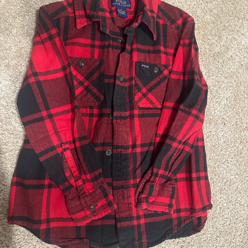 Polo by Ralph Lauren Red and Black Plaid Button Down Shirt
